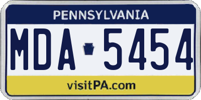 PA license plate MDA5454