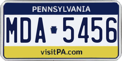 PA license plate MDA5456