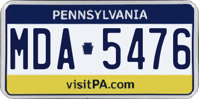 PA license plate MDA5476