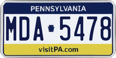 PA license plate MDA5478