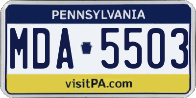 PA license plate MDA5503