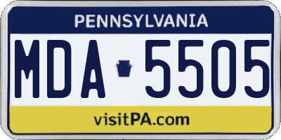 PA license plate MDA5505