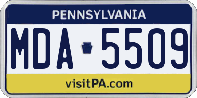 PA license plate MDA5509
