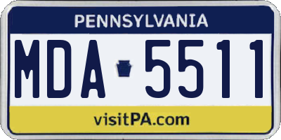 PA license plate MDA5511