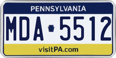 PA license plate MDA5512