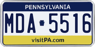 PA license plate MDA5516