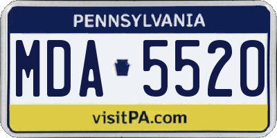 PA license plate MDA5520
