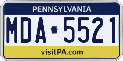 PA license plate MDA5521