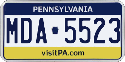 PA license plate MDA5523
