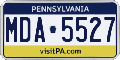 PA license plate MDA5527