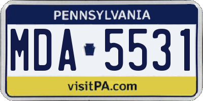 PA license plate MDA5531