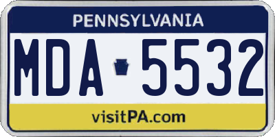PA license plate MDA5532