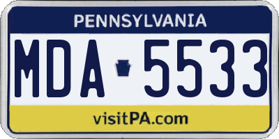 PA license plate MDA5533