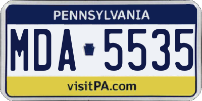 PA license plate MDA5535