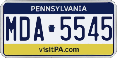 PA license plate MDA5545