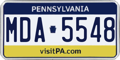 PA license plate MDA5548