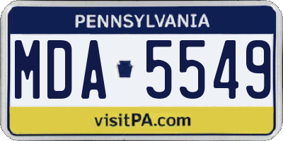 PA license plate MDA5549