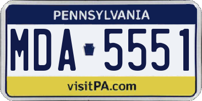PA license plate MDA5551