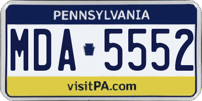 PA license plate MDA5552