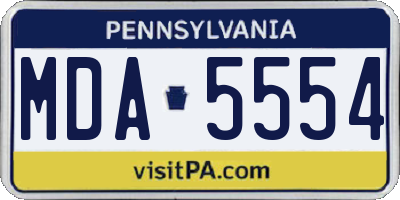 PA license plate MDA5554