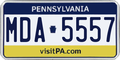 PA license plate MDA5557