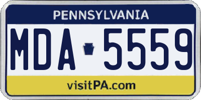 PA license plate MDA5559