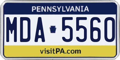 PA license plate MDA5560