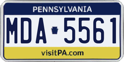 PA license plate MDA5561