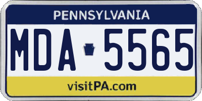 PA license plate MDA5565