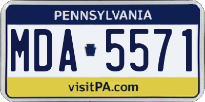 PA license plate MDA5571