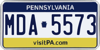 PA license plate MDA5573