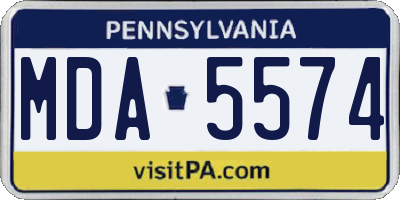 PA license plate MDA5574