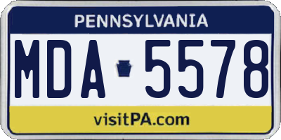 PA license plate MDA5578