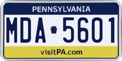 PA license plate MDA5601