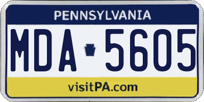 PA license plate MDA5605