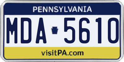 PA license plate MDA5610