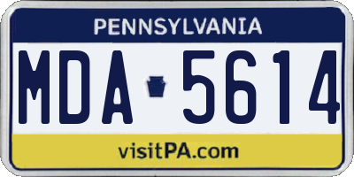 PA license plate MDA5614