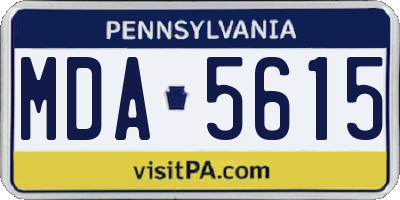 PA license plate MDA5615