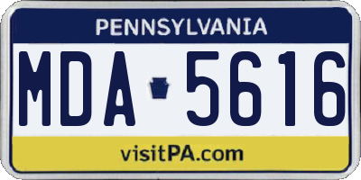 PA license plate MDA5616