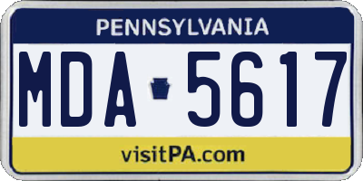 PA license plate MDA5617