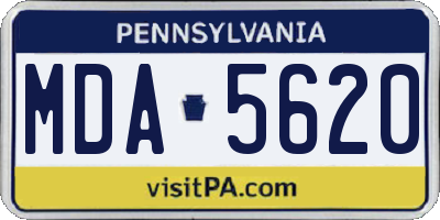 PA license plate MDA5620