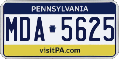 PA license plate MDA5625
