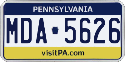 PA license plate MDA5626