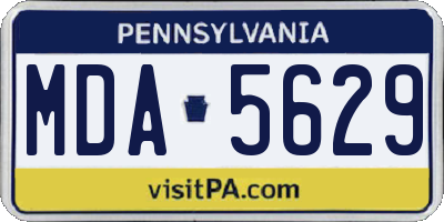 PA license plate MDA5629