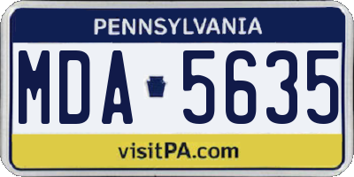 PA license plate MDA5635