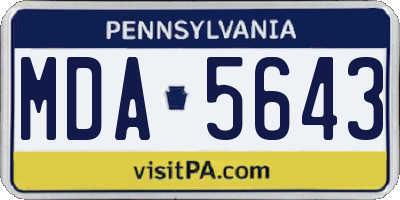 PA license plate MDA5643