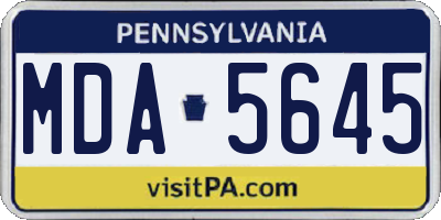 PA license plate MDA5645