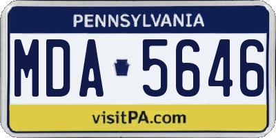 PA license plate MDA5646