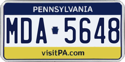 PA license plate MDA5648
