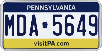 PA license plate MDA5649